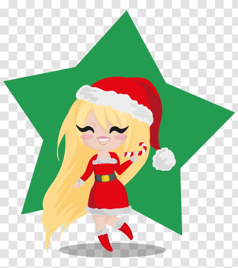 Christmas Drawing Illustration - Flower - Hand-painted Cartoon Woman With Long Hair Transparent PNG