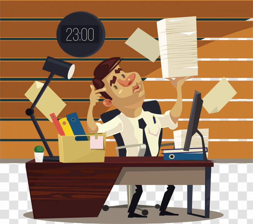 Office At Night Cartoon Stock Illustration - Microsoft - Vector Businessman Transparent PNG
