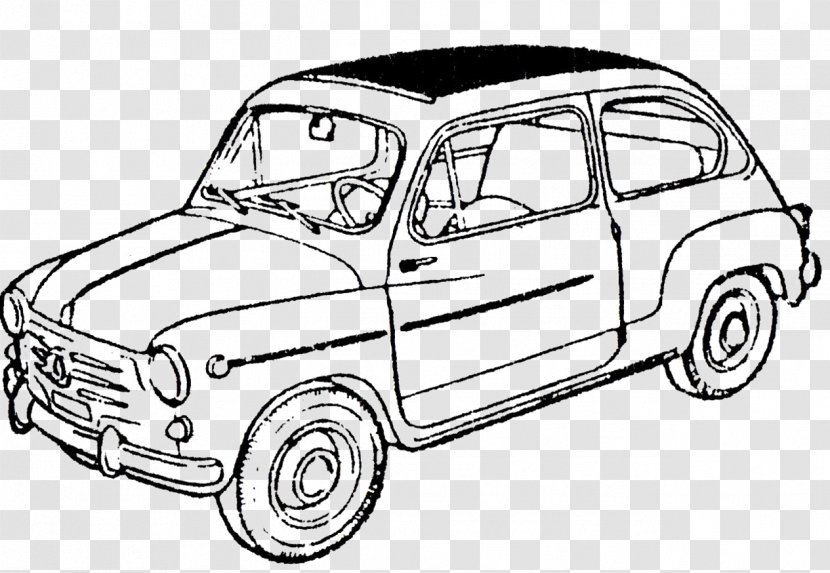 Fiat 600 Car Automobiles Bizzarrini - Line Art Transparent PNG