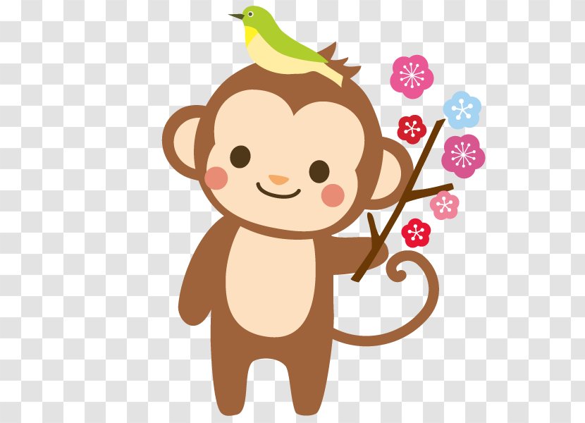 Monkey Illustrator New Year Card Clip Art - Post Cards Transparent PNG
