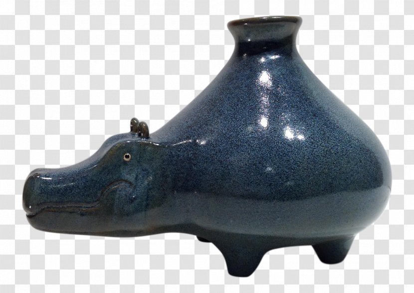Ceramic Cobalt Blue Pottery Artifact Vase - Hippo Transparent PNG