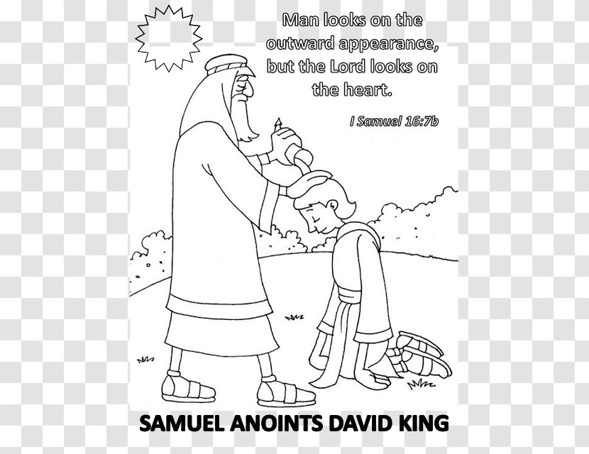 Books Of Samuel Bible Anointing 1 16 Coloring Book - Heart - King David Transparent PNG