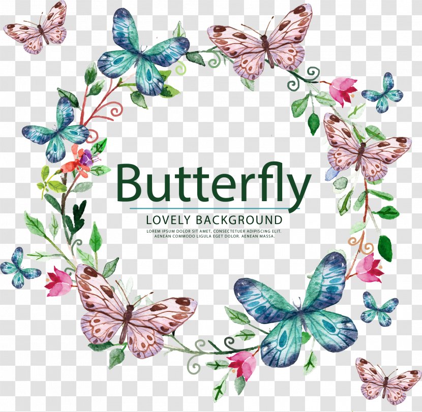 Wedding Sticker - Product - Vector Hand Painted Butterfly Label Transparent PNG