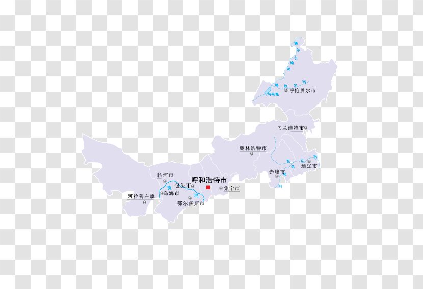 Hinggan League Alxa Bayannur Baotou Ordos City - Inner Mongolia Map Transparent PNG