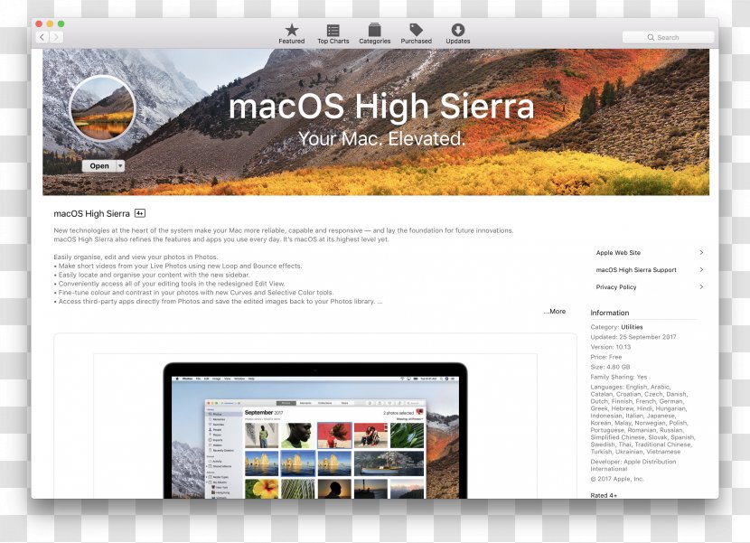 MacOS High Sierra Mac App Store Apple - Macos Transparent PNG