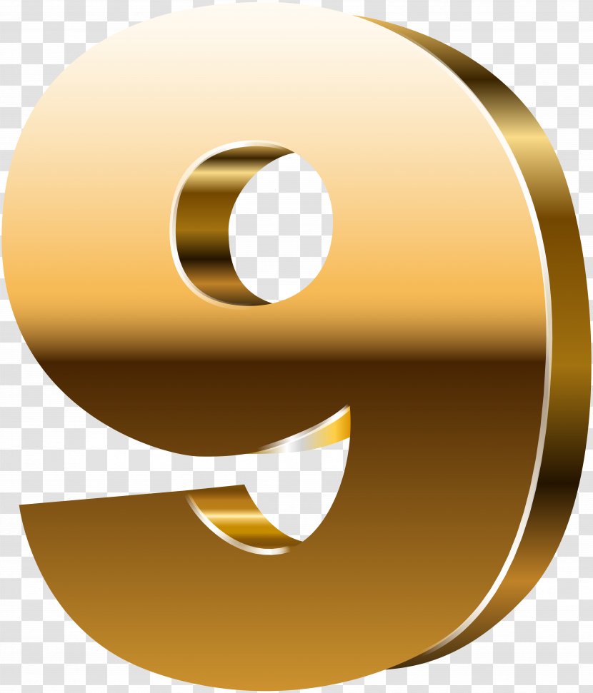 Number 3D Computer Graphics Clip Art - Text - Nine Gold Image Transparent PNG