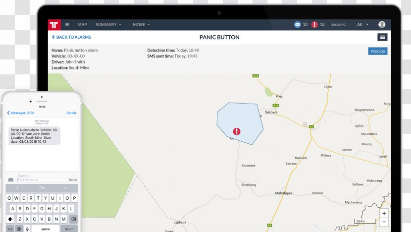 Fleet Vehicle Tracking System Management - Technology - Panic Button Transparent PNG