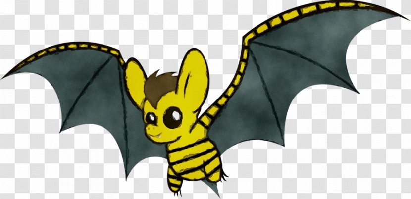Cartoon Bat Clip Art Yellow Fictional Character - Animation - Wing Transparent PNG