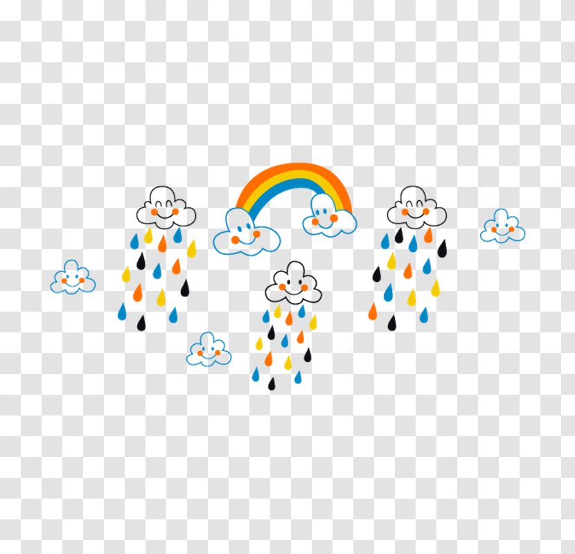 Cloud Rain Color Child Sticker - Vinyl Group Transparent PNG