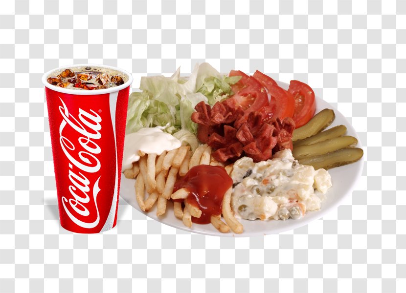 Vegetarian Cuisine Fizzy Drinks Coca-Cola Full Breakfast Fast Food - American - Coca Cola Transparent PNG