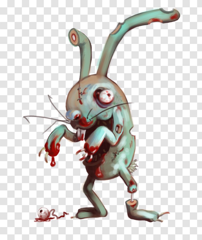 European Rabbit Easter Bunny Zombi Drawing - Silhouette - Bloody Transparent PNG