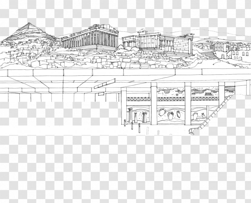 Architecture Technical Drawing Line Art Sketch - Land Lot - Attiko Metro Transparent PNG