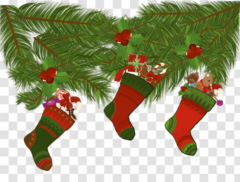 Christmas Stocking, Socks - Holly - Decoration Transparent PNG