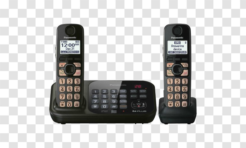 Cordless Telephone Digital Enhanced Telecommunications Handset Panasonic KX-tg4742b Phone - Telephony - Answering Machine Transparent PNG