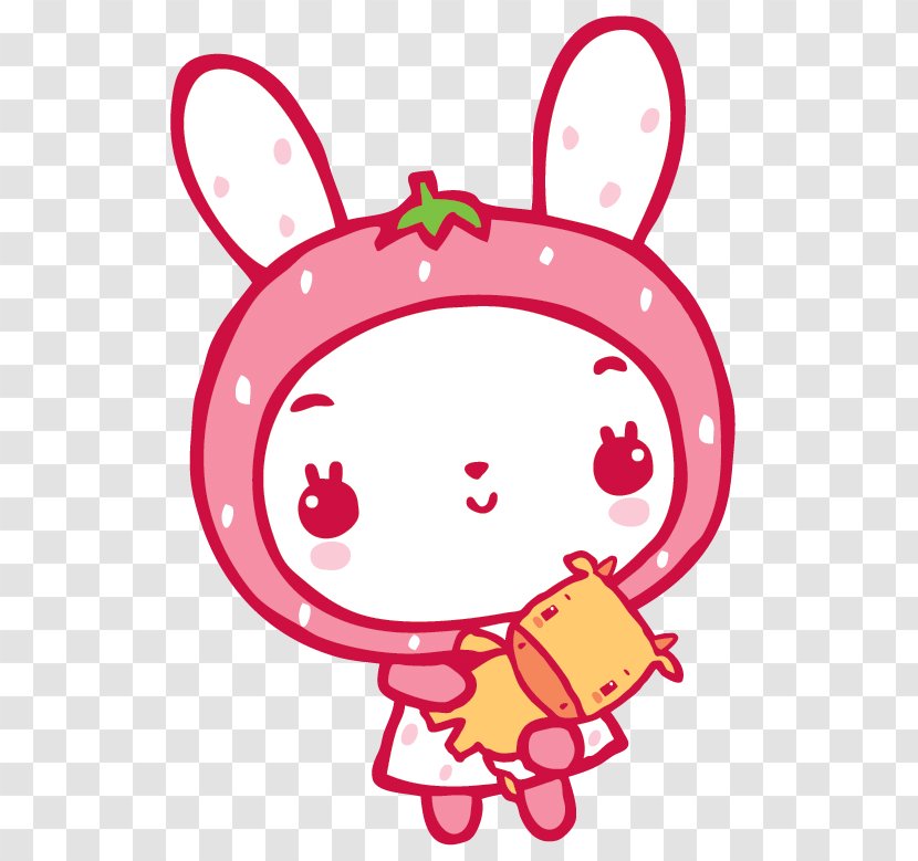 Cartoon Toy Cuteness - A Small Pink Rabbit With Transparent PNG
