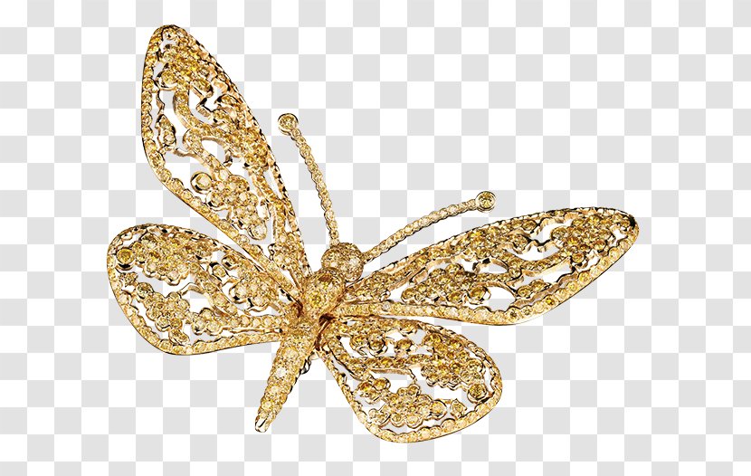 Butterfly Jewellery Gold Brooch Diamond - Lace Transparent PNG