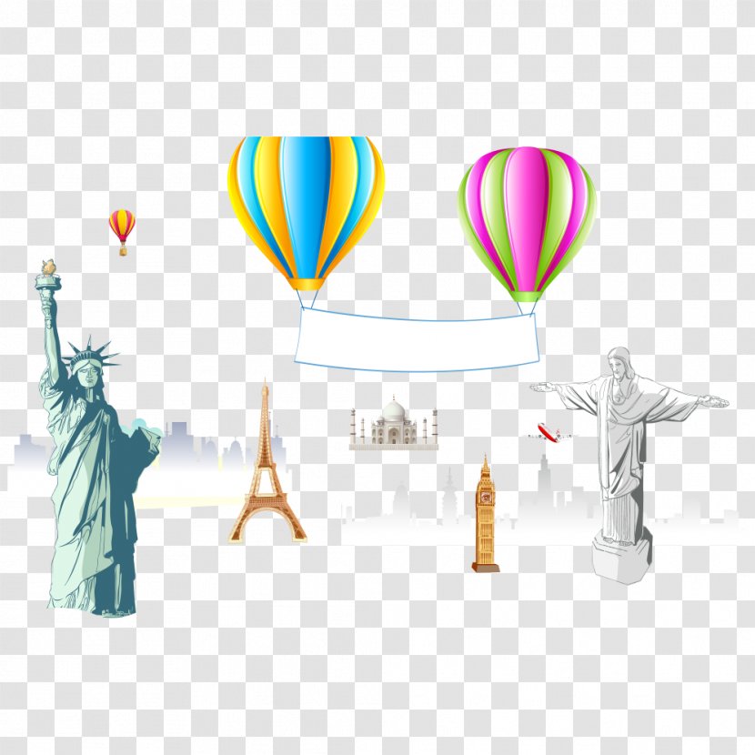 Statue Of Liberty Eiffel Tower Illustration - Text Transparent PNG