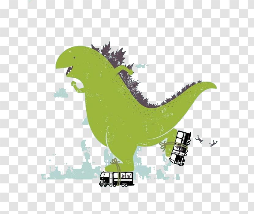 T-shirt Illustrator Graphic Designer Drawing Illustration - Green - Skating Dinosaur Transparent PNG