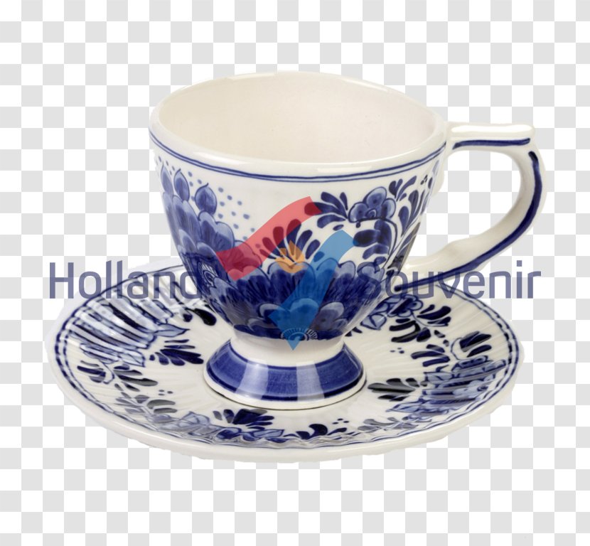 Coffee Cup Ceramic Saucer Mug Blue And White Pottery Transparent PNG