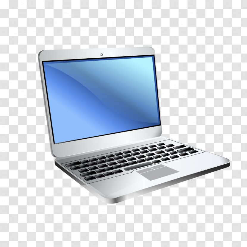 Laptop Netbook Computer - Product Design - Silver Transparent PNG