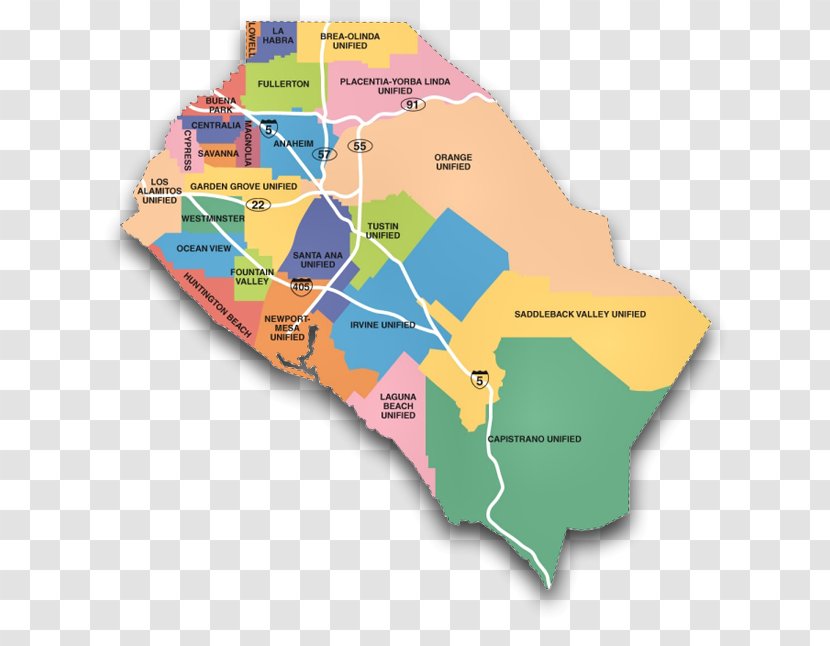 Irvine Orange School District Map - County Transparent PNG