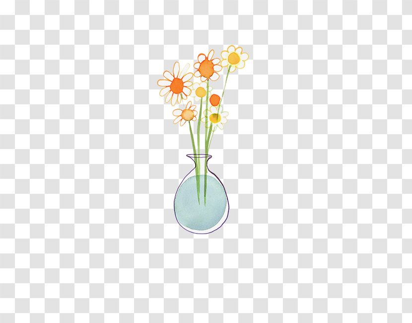 Floral Design Wallpaper - Yellow - Hand-painted Flower Vase Transparent PNG