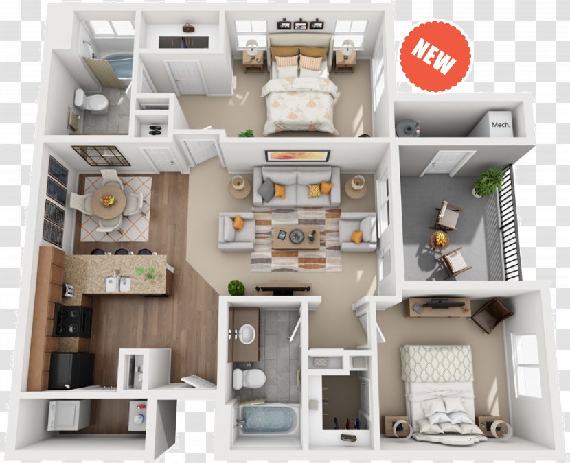 Falls At Riverwoods Apartments & Townhomes Floor Plan House - Apartment Transparent PNG
