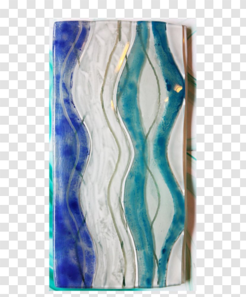 IVONA Cobalt Blue Fused Glass Turquoise - Hand Painted Transparent PNG