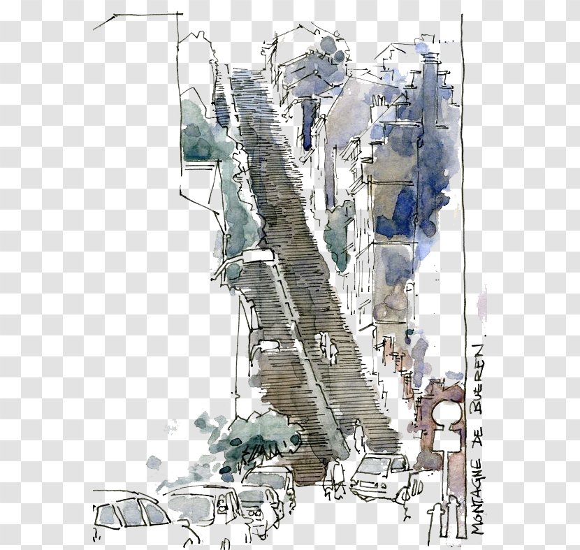 Watercolor Painting Drawing Sketch - Stairs Transparent PNG