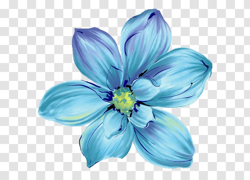 Clip Art Flower Borders And Frames Blue - Flowering Plant Transparent PNG