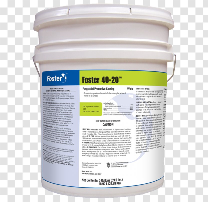Foster 40-20 Fungicidal Protective Coating Fungicide Nikro 861708 40-25 Full Defense Adhesive - Water - Coatings Sealants Transparent PNG