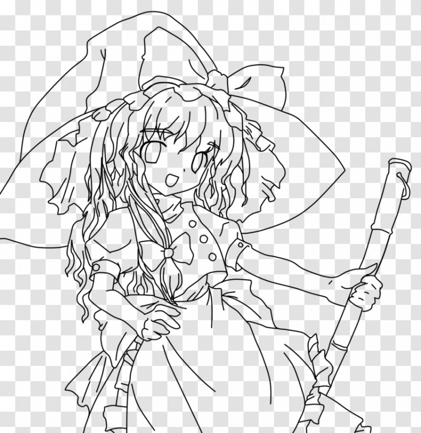 Line Art Marisa Kirisame Drawing Touhou Project Coloring Book - Watercolor Transparent PNG