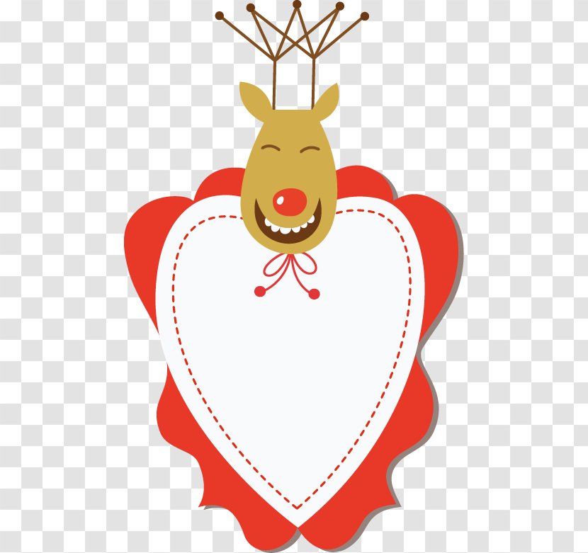 Reindeer Clip Art - Frame - Hand Drawn Heart-shaped Pattern Deer Stationery Transparent PNG