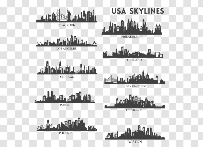 United States Skyline Silhouette Building Vector Graphics Transparent PNG