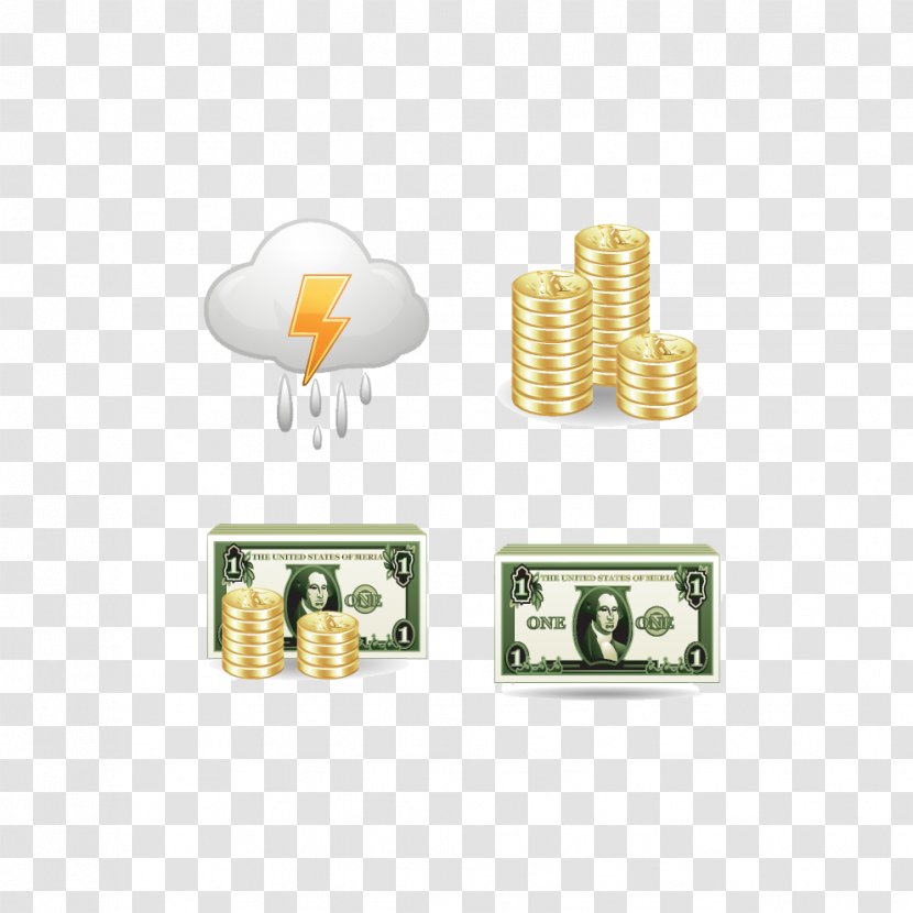 Raining Coins: Nelly Pogostick Clip Art - Yellow - Coins Vector Elements Transparent PNG