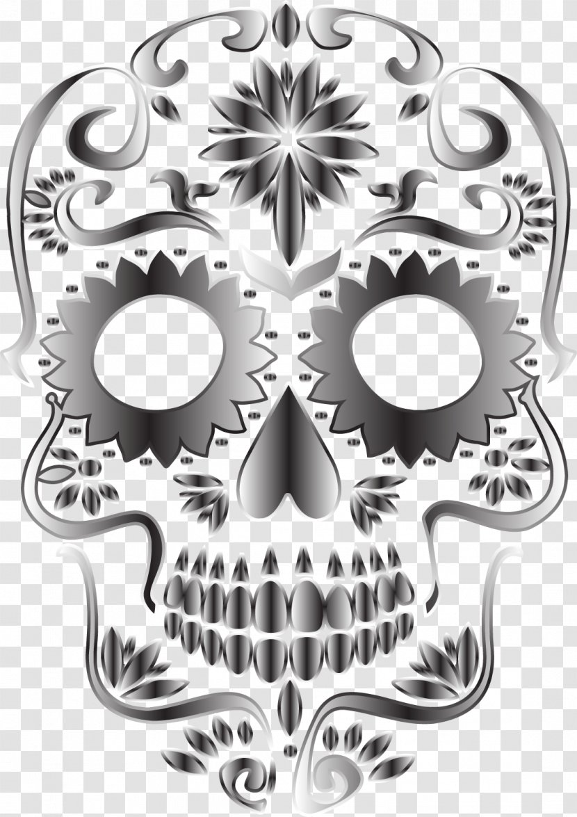 Calavera Mexican Cuisine Skull Clip Art - Vector Mask Transparent PNG
