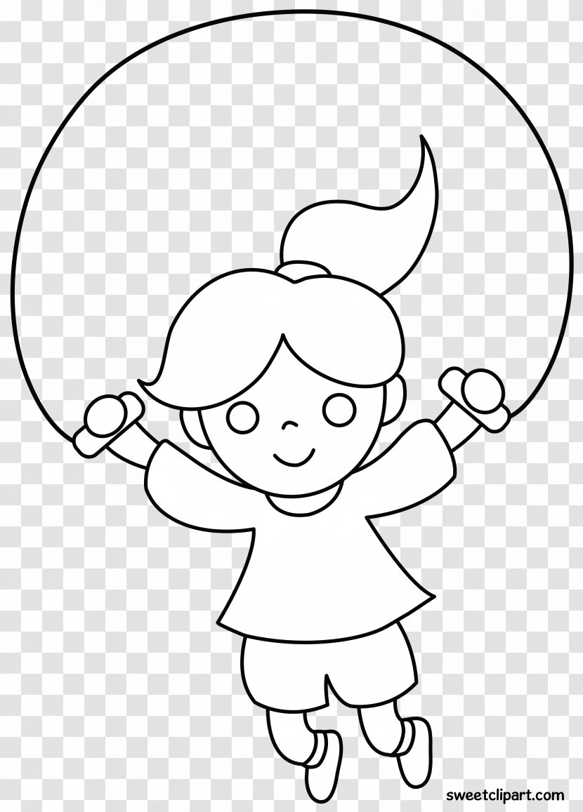 Black And White Coloring Book Jump Ropes Clip Art Illustration - Tree - Child Transparent PNG