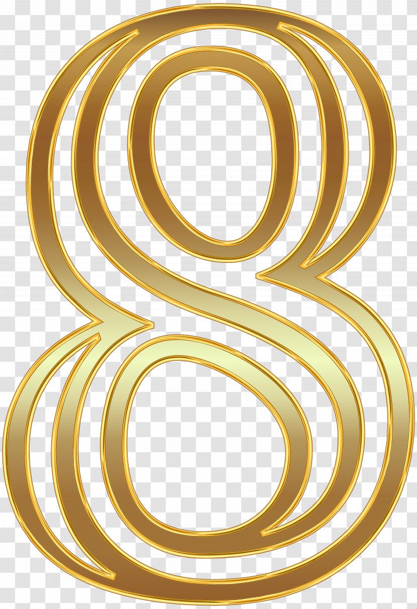 Clip Art Ready-to-Use Nouveau Initials Image - Yellow - Number 8 Transparent PNG