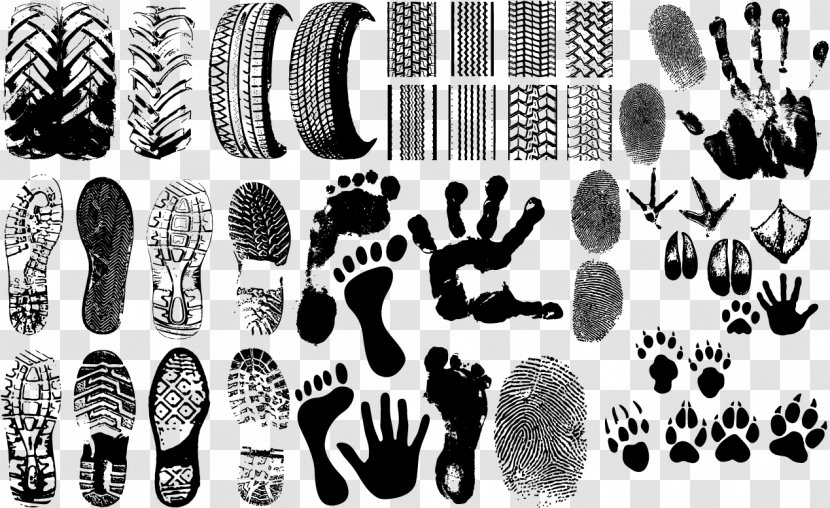 Footprint Clip Art - Black And White - Footprints Vector Stamp Transparent PNG