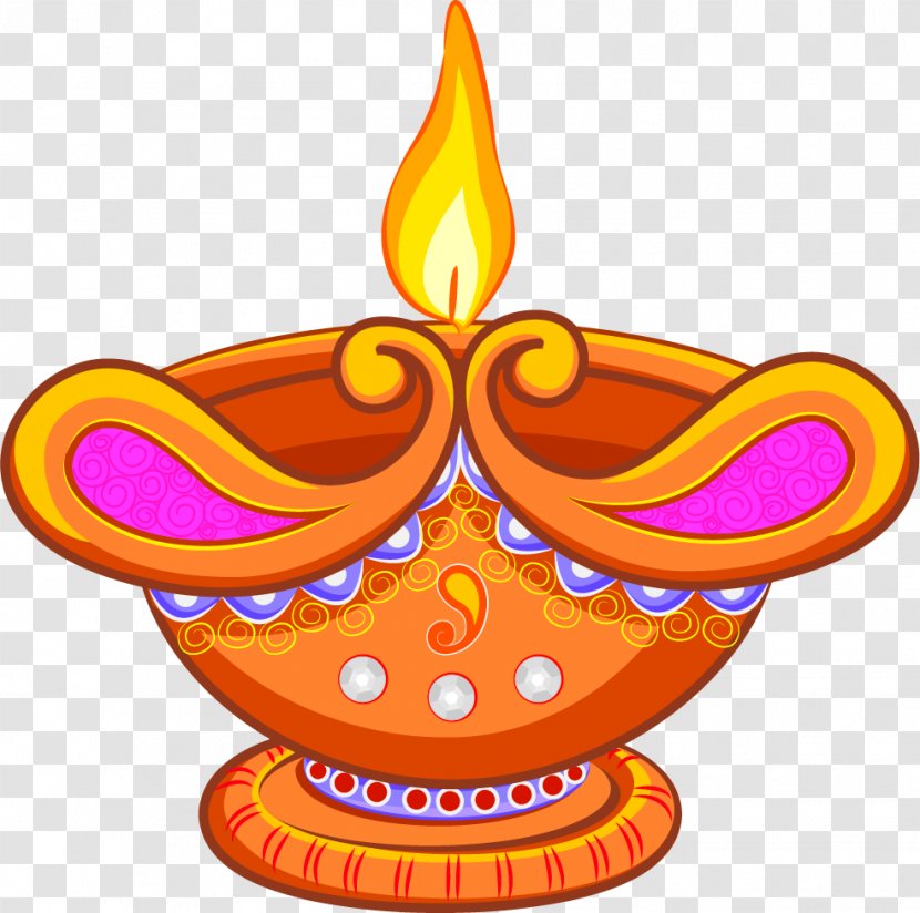 Light Lamp Diwali Clip Art - Orange - Cartoon Hand Painted Beautiful Oil Transparent PNG