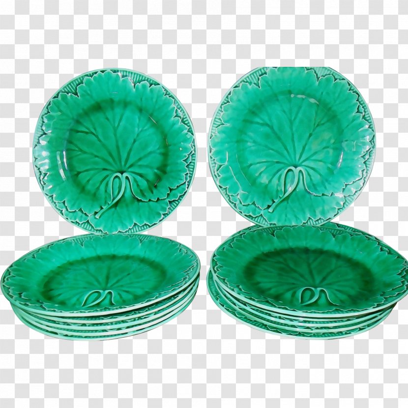 Green Turquoise Teal Leaf Aqua - Tableware Plate Transparent PNG