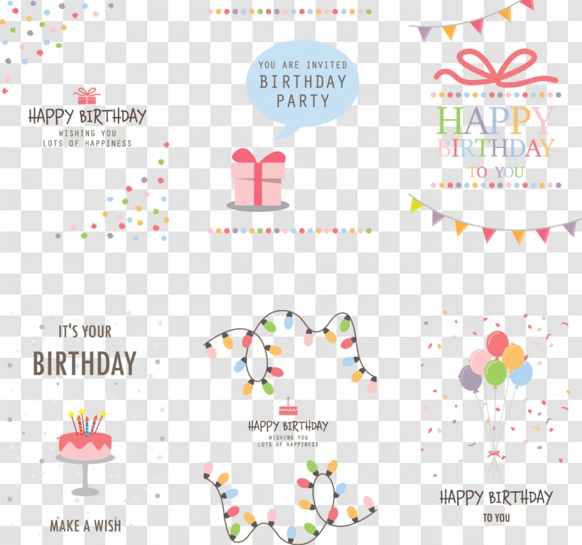 Birthday Cake Greeting Card Clip Art - Wedding Invitation - Flat Creative Cartoon Transparent PNG