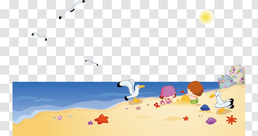 Seagull Beach Child Seaside Resort - Screenshot - Children Playing In The Sand At Transparent PNG