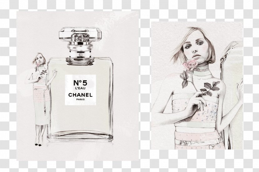 Chanel No. 5 L'Eau Perfume By Illustration Drawing - Artwork Transparent PNG