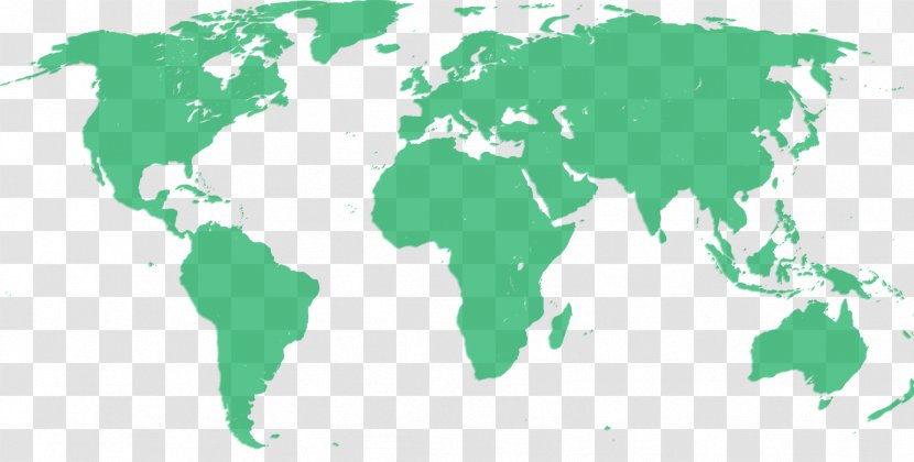 World Map - Green - Robinson Projection Transparent PNG