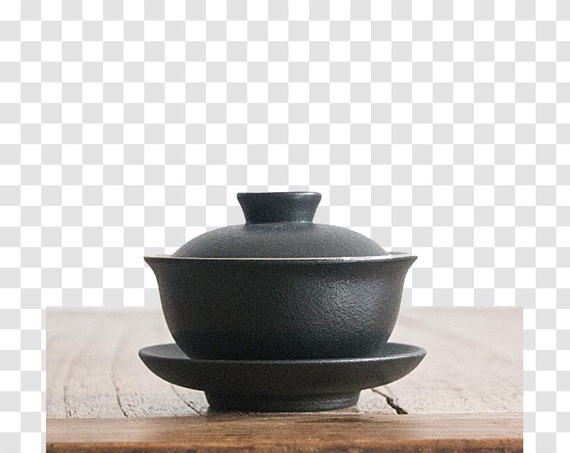 Saucer Stone Teaware - Zen Black Glaze Pottery Tureen Transparent PNG