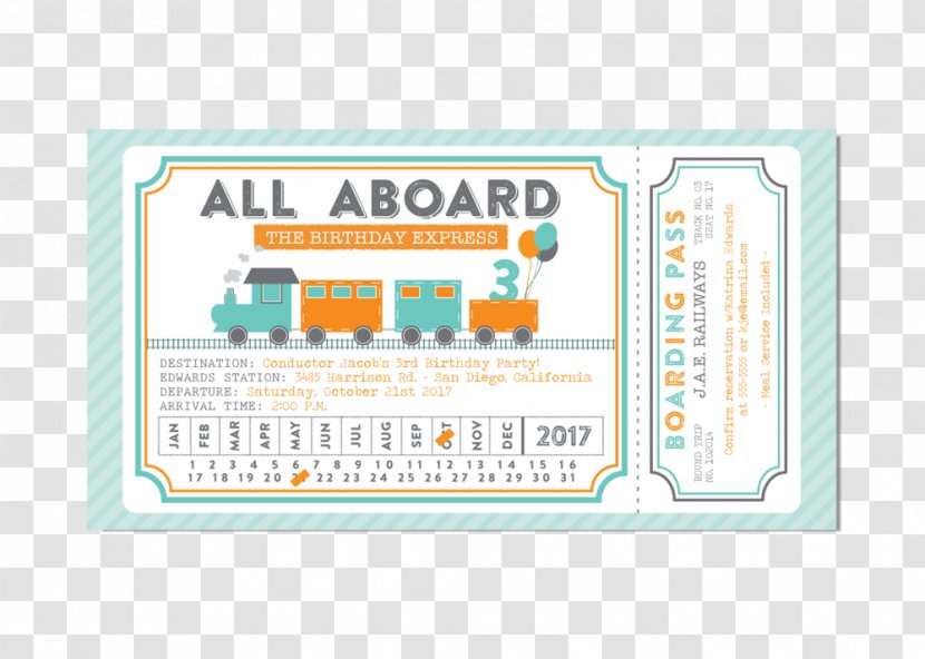 Wedding Invitation Train Ticket Birthday Party - Text - Plane Thicket Transparent PNG