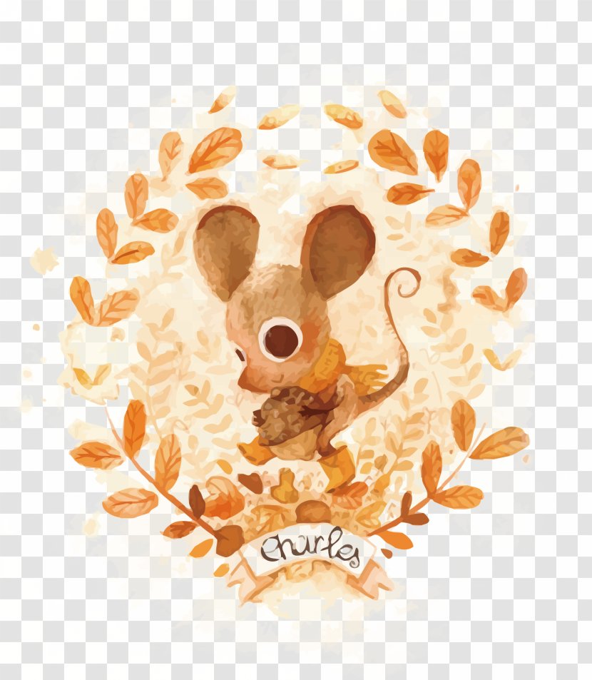 Watercolor Painting DeviantArt Illustration - Vector Autumn Little Mouse Transparent PNG