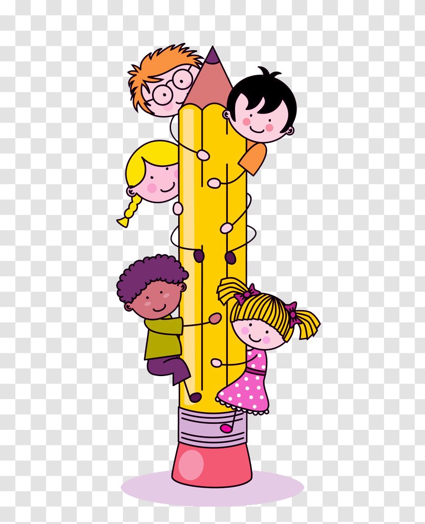 Child Pencil Clip Art - Drawing - Children Holding A Vector Transparent PNG