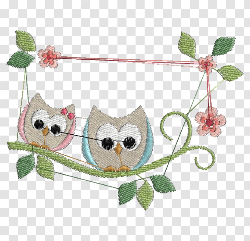 Embroidery Little Owl Matrix Couple Sewing Machines - Cartoon - Galho Transparent PNG